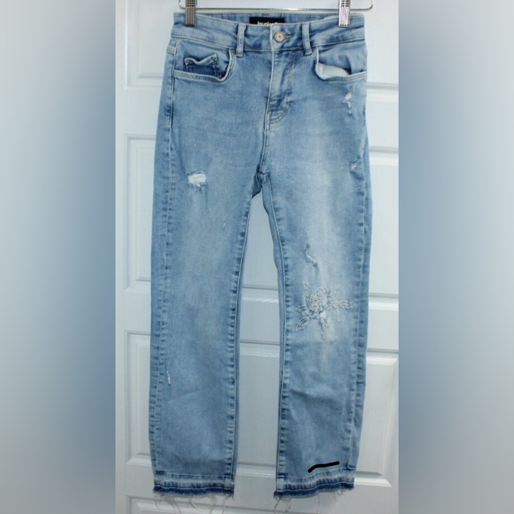 DESIGUAL - CHRISTIAN LACROIX Women's Light Blue Distressed And Embellished Jeans